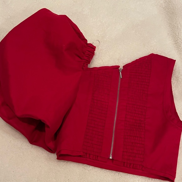 NWOT Aje Red Puff One Sleeve Top - Picture 13 of 13